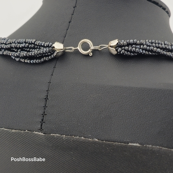 Multi-Strand Black Glass Bead Necklace – 19" Length - Picture 5 of 5